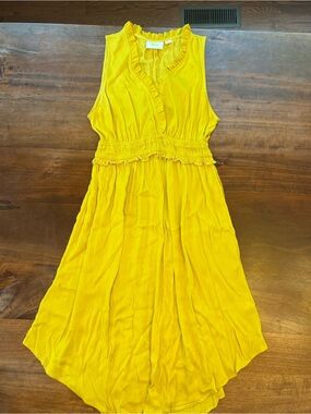Maeve Anthropologie Yellow  V Neck Sleeveless Shift Dress Size M
